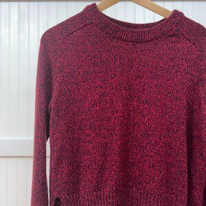 H&M Divided Red Black Marled Knit Sweater Pullover Women's Crew Neck Crop Top S